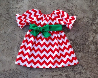 Red chevron christmas dress