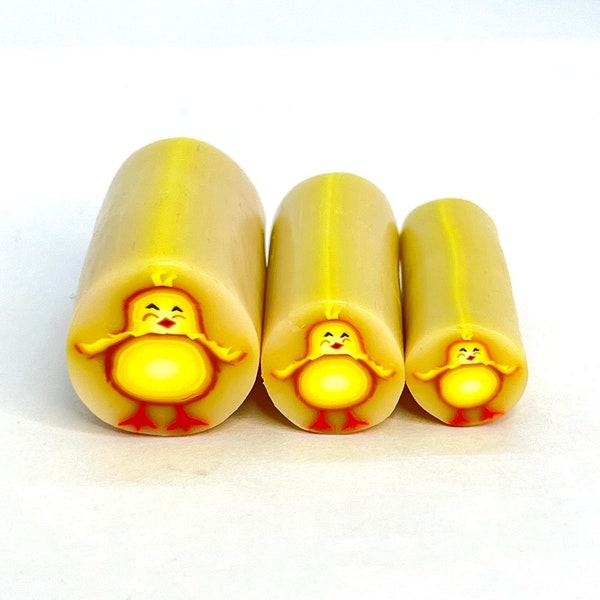 Yellow Spring Easter Baby Chick Chicken Cane, Raw Unbaked Polymer Clay Cane