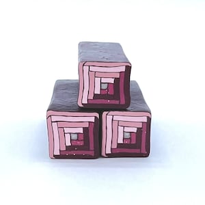 Log Cabin Pattern Cane Magenta and Rose, Raw Unbaked Polymer Clay Cane