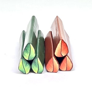 Spring Fall Leaf Leaves Cane, Green and Orange Raw Unbaked Polymer Clay Cane
