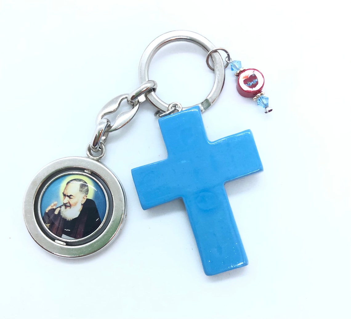 Cross Keychain Polymer Clay Christian Catholic Religious Etsy