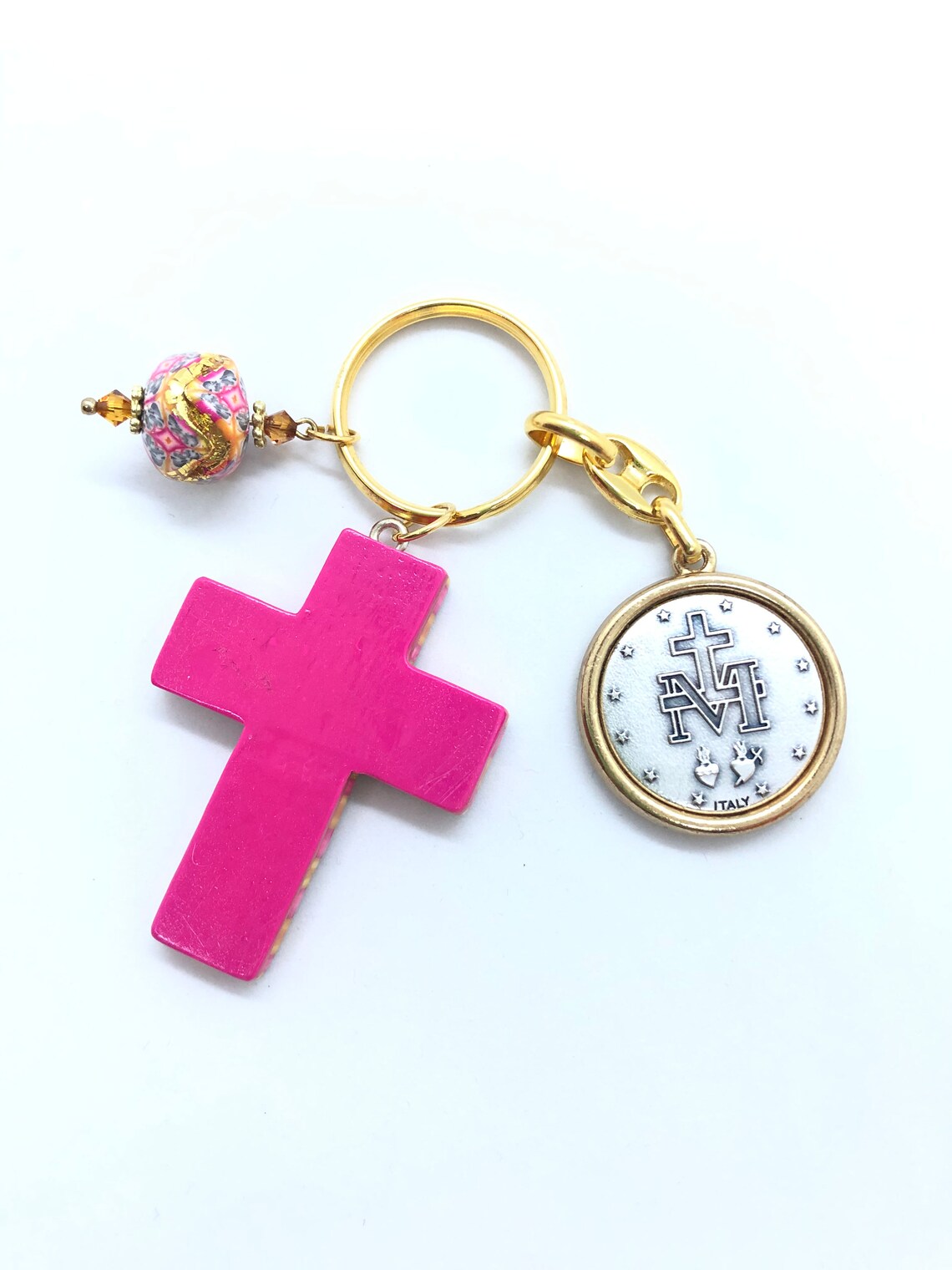Cross Keychain Polymer Clay Christian Catholic Religious Etsy