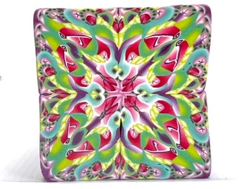 Large Kaleidoscope Raw Unbaked Polymer Clay Cane Slice