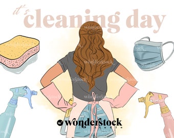 Cleaning Clip Art, Organization Clip Art, Wash Day Clip Art, Cleaning PNG, Fashion Illustration