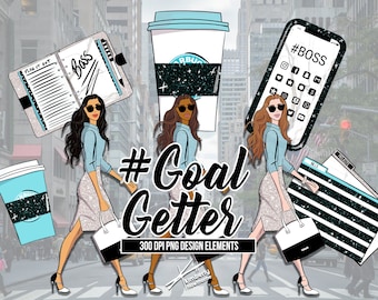 Boss Babe Clip Art | Fashion Illustration | Boss Lady | Planner Stickers | Goal Getter | #003