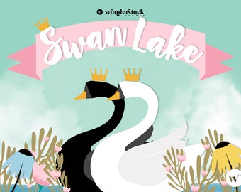 Swan Lake Clip Art, Swan Clip Art, Swan and Flowers #0010