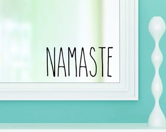 NAMASTE vinyl wall decal sticker bathroom mirror inspirational yoga pilates relax positive affirmation