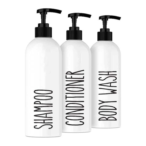 Shampoo Conditioner Body Wash Label Set - vinyl decal sticker cute bathroom shower organization - Labels only, Bottles not Included