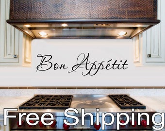 BON APPETIT wall vinyl sticker decal kitchen decor cook art Free Shipping