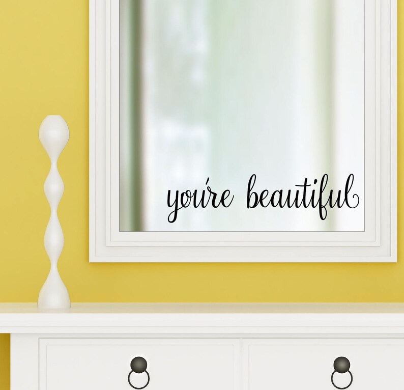 YOU/'RE BEAUTIFUL rl vinyl wall decal sticker bathroom mirror inspirational art Free Shipping