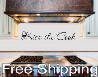 Kiss the Cook wall vinyl sticker decal kitchen decor cook art italian FREE SHIPPING