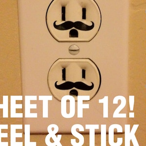 Mustache vinyl wall decal sticker outlet electric funny children fun sheet of 12