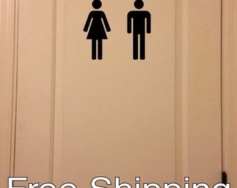 WOMEN MEN Bathroom Decal - wall vinyl sticker cute home decor girl boy Free Shipping