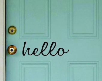 HELLO - vinyl wall decal sticker friendly front door inspirational art Free Shipping - hny