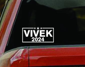 VIVEK 2024 - 6 x 3 Inch - White Matte President Vinyl Decal Sticker Car Truck