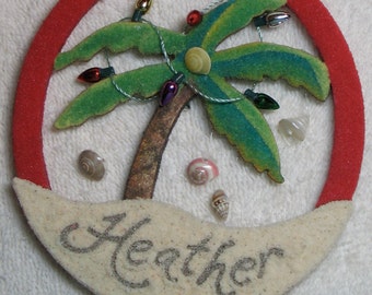 Customized Palm Tree Christmas Ornament