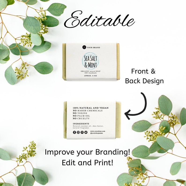 Handmade Soap Label Printable Label With Logo, Product Label Template ...