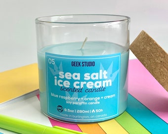 Sea Salt Ice Cream Candle - blue raspberry + orange + cream