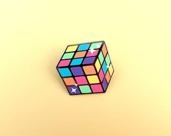 Rainbow Puzzle Cube enamel pin