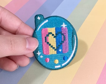 Retro Digital Pet iron on embroidered patch - for jacket bag vest punk alt goth accessory