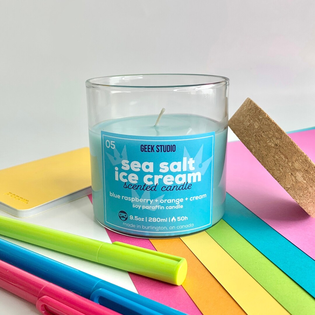 Sea Salt Ice Cream Candle Blue Raspberry Orange Cream Etsy