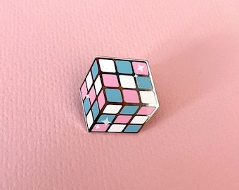 Transgender Puzzle Cube enamel pin