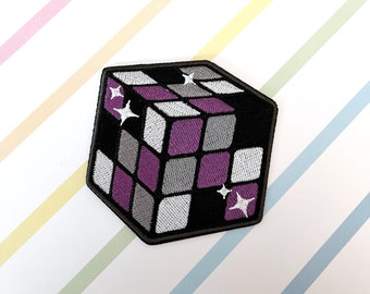 Asexual Demisexual Puzzle Cube iron on embroidered patch - for jacket bag vest punk pride alt goth accessory