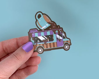 Coffee Food Truck Sticker | Waterproof Laptop Water bottle iPad Bullet Journal Planner Die Cut Matte Stickers