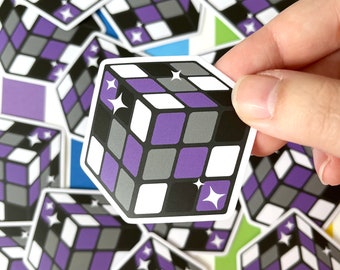 Asexual Demiseuxal Puzzle Cube vinilo LGBTQIA Pride pegatina