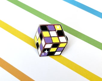 Non Binary Puzzle Cube enamel pin