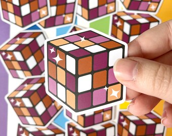 Lesbian WLW Puzzle Cube vinilo LGBTQIA Pride pegatina