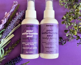 Spray para el cuerpo y el ambiente Poor Unfortunate Soul: especias, manteca de cacao y madera de cedro