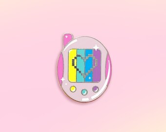 Pink Digi Pet Enamel Pin