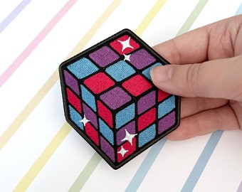 Bisexual Puzzle Cube iron on embroidered patch - for jacket bag vest punk pride alt goth accessory