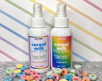 Cereal Milk Body & Room Spray - arancia + bacche + vaniglia zuccherata - spray idratante per il corpo e i capelli profumato ai cereali Fruit Loops