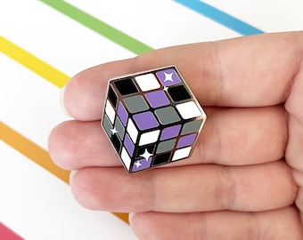 Asexual Demisexual Puzzle Cube enamel pin