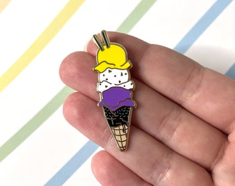 Non Binary Pride Ice Cream Cone enamel pin