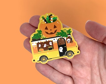 Pegatina de camión de comida de Halloween / Botella de agua portátil impermeable iPad Bullet Journal Planner Die Cut Matte Pegatinas