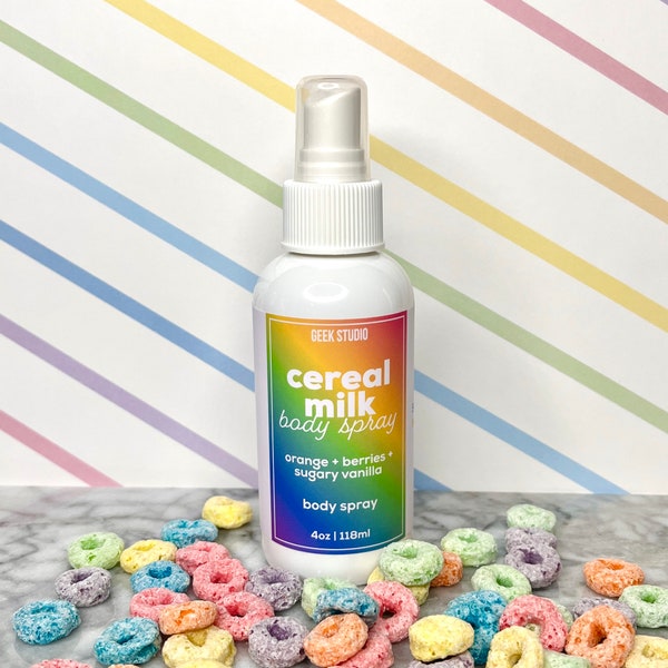 Cereal Milk Body Spray - orange + berries + sugary vanilla - fruit loops cereal scented moisturizing body hair spray