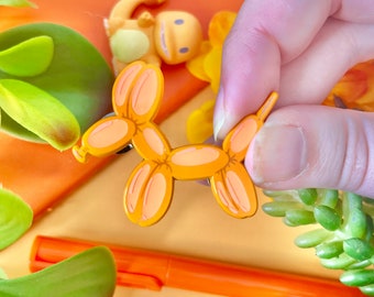 Orange Balloon Dog Enamel Pin