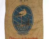 Authentic Vintage French Pure Hemp Hessian Bag, 46"x23", excellent condition (5 pieces available)