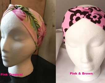 Pair of Handmade Headband Turbans for Beach, Pool, or Everyday Wear, Made of swimsuit fabric
