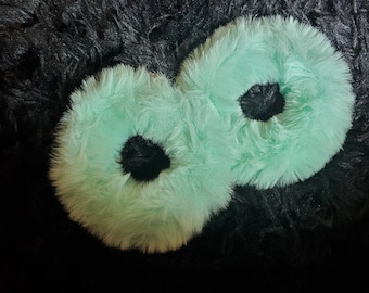 Pastel Baby Blue Circle Plush Earrings