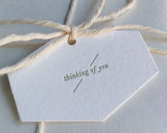 Set of 5 - Mini ‘Thinking of You’ Letterpress Hexagonal Swing Tags