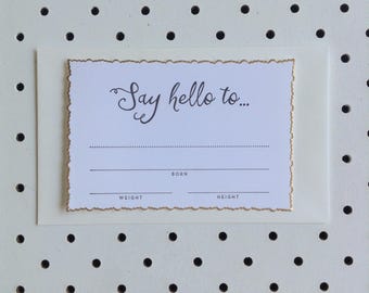 Fill-in Birth Announcement - Set of 5 'Say hello to'