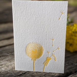 Biglietto tipografico - dente di leone - giallo