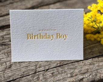 Letterpress 'Hip Hip Hooray to the Birthday Boy' card - Yellow