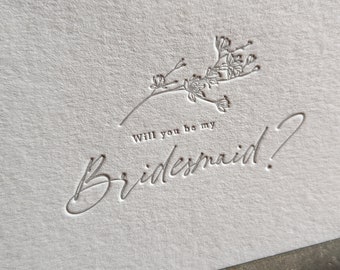 Letterpress bridal 'Will you be my Bridesmaid?' card