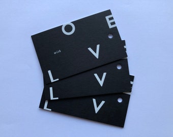 With LOVE Swing Tags, set of 3 - Black and White