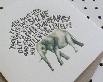 Letterpress Card - Elephant Roald Dahl Quote